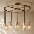 LACOURT GLASS ROUND CHANDELIER - Lacquered Burnished Brass / 48’’ / Clear