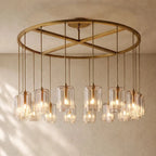 LACOURT GLASS ROUND CHANDELIER - Lacquered Burnished Brass / 60’’ / Clear