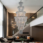 Large Multi - pieces Crystal Chandelier Stylish Ceiling Light Fixture For Foyer Living Room Staircase - fovolighting