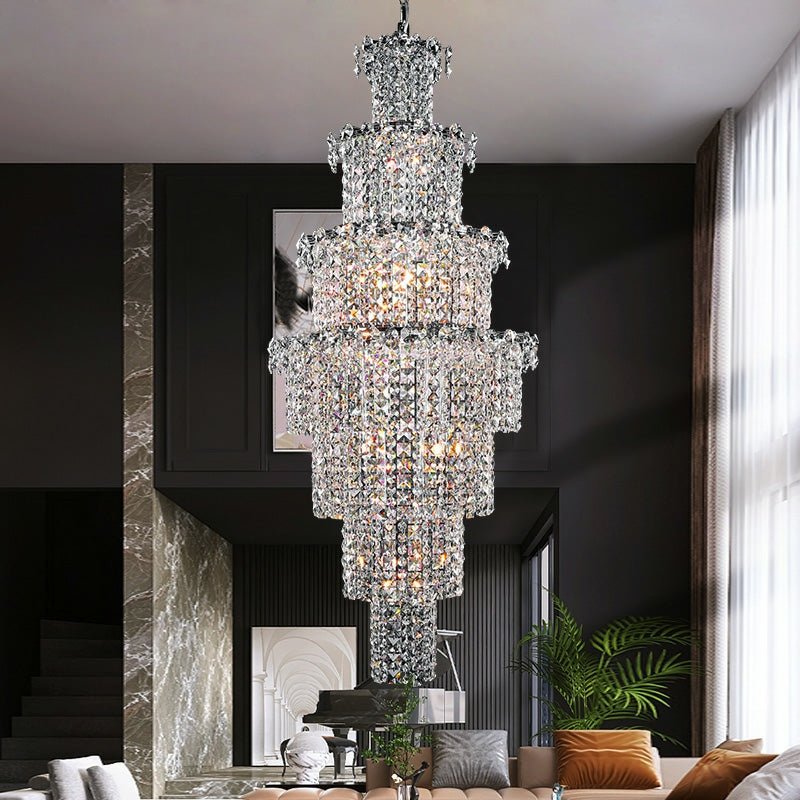 Large Multi - pieces Crystal Chandelier Stylish Ceiling Light Fixture For Foyer Living Room Staircase - fovolighting