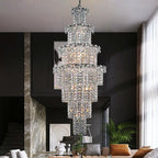 Large Multi - pieces Crystal Chandelier Stylish Ceiling Light Fixture For Foyer Living Room Staircase - fovolighting