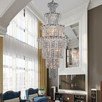 Large Multi - pieces Crystal Chandelier Stylish Ceiling Light Fixture For Foyer Living Room Staircase - fovolighting