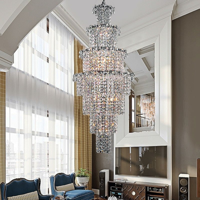 Large Multi - pieces Crystal Chandelier Stylish Ceiling Light Fixture For Foyer Living Room Staircase - fovolighting