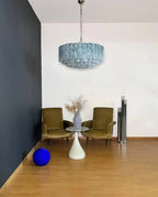 Large Murano glass Chandelier - 101 blue alabaster glass tube - fovolighting