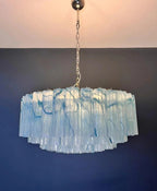 Large Murano glass Chandelier - 101 blue alabaster glass tube - fovolighting