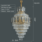 Large Staircase Crystal Chandelier Living Room Ceiling Light Fixture For Hotel Entrance In Gold Finish - fovolighting