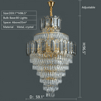 Large Staircase Crystal Chandelier Living Room Ceiling Light Fixture For Hotel Entrance In Gold Finish - fovolighting