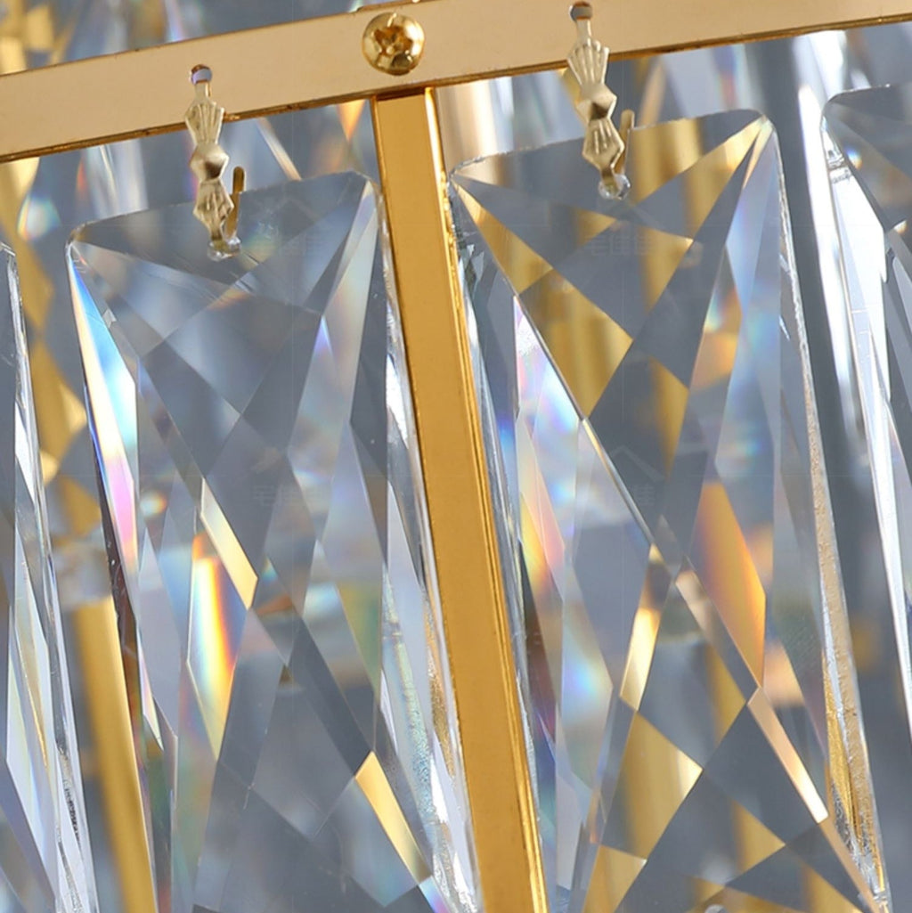 Large Staircase Crystal Chandelier Living Room Ceiling Light Fixture For Hotel Entrance In Gold Finish - fovolighting
