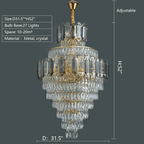 Large Staircase Crystal Chandelier Living Room Ceiling Light Fixture For Hotel Entrance In Gold Finish - fovolighting