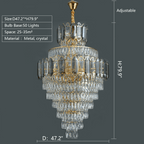 Large Staircase Crystal Chandelier Living Room Ceiling Light Fixture For Hotel Entrance In Gold Finish - fovolighting