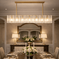 Lattica Clear Glass Gold Chandelier for Dining Room, Living Room, Kitchen - fovolighting