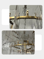 Lattica Glass Tiered Gold Chandelier for Foyer, Living Room, Entryway - fovolighting