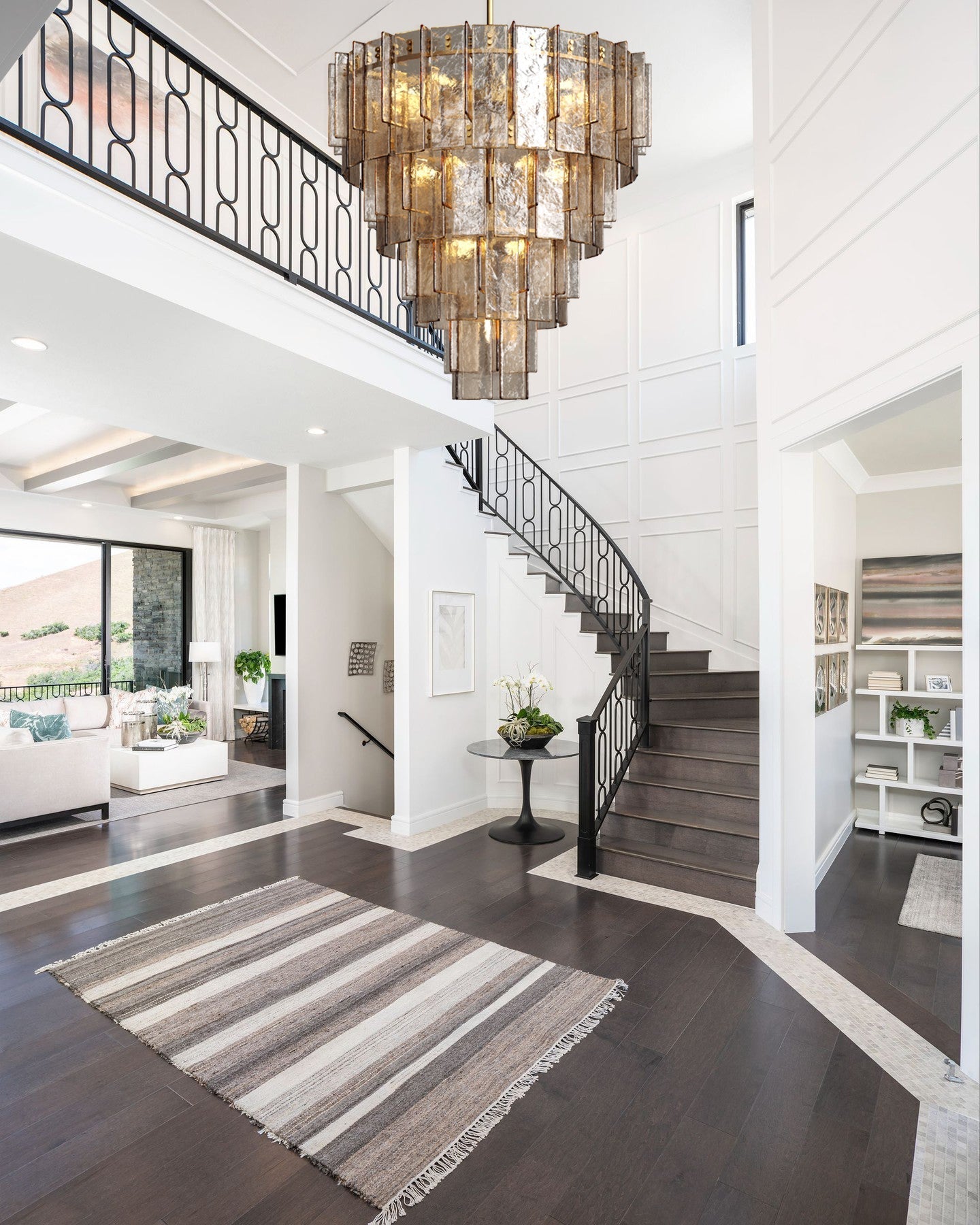 Lattica Glass Tiered Gold Chandelier for Foyer, Living Room, Entryway - fovolighting