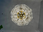 Lattica Glass Tiered Gold Chandelier for Foyer, Living Room, Entryway - fovolighting