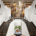 Lattica Glass Tiered Gold Chandelier for Foyer, Living Room, Entryway - fovolighting