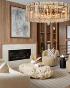 Lattica Smoke Glass Gold Chandelier for Dining Room, Living Room, Bedroom - fovolighting
