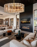 Lattica Smoke Glass Gold Chandelier for Dining Room, Living Room, Bedroom - fovolighting