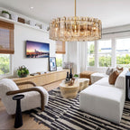 Lattica Smoke Glass Gold Chandelier for Dining Room, Living Room, Bedroom - fovolighting