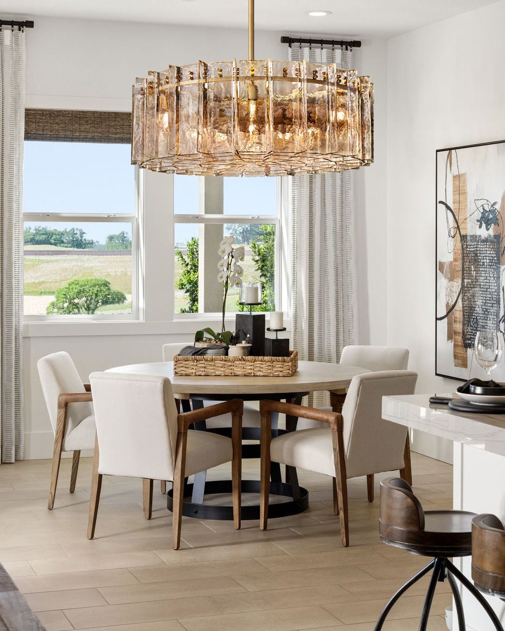 Lattica Smoke Glass Gold Chandelier for Dining Room, Living Room, Bedroom - fovolighting