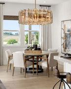 Lattica Smoke Glass Gold Chandelier for Dining Room, Living Room, Bedroom - fovolighting