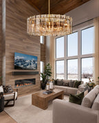 Lattica Smoke Glass Gold Chandelier for Dining Room, Living Room, Bedroom - fovolighting