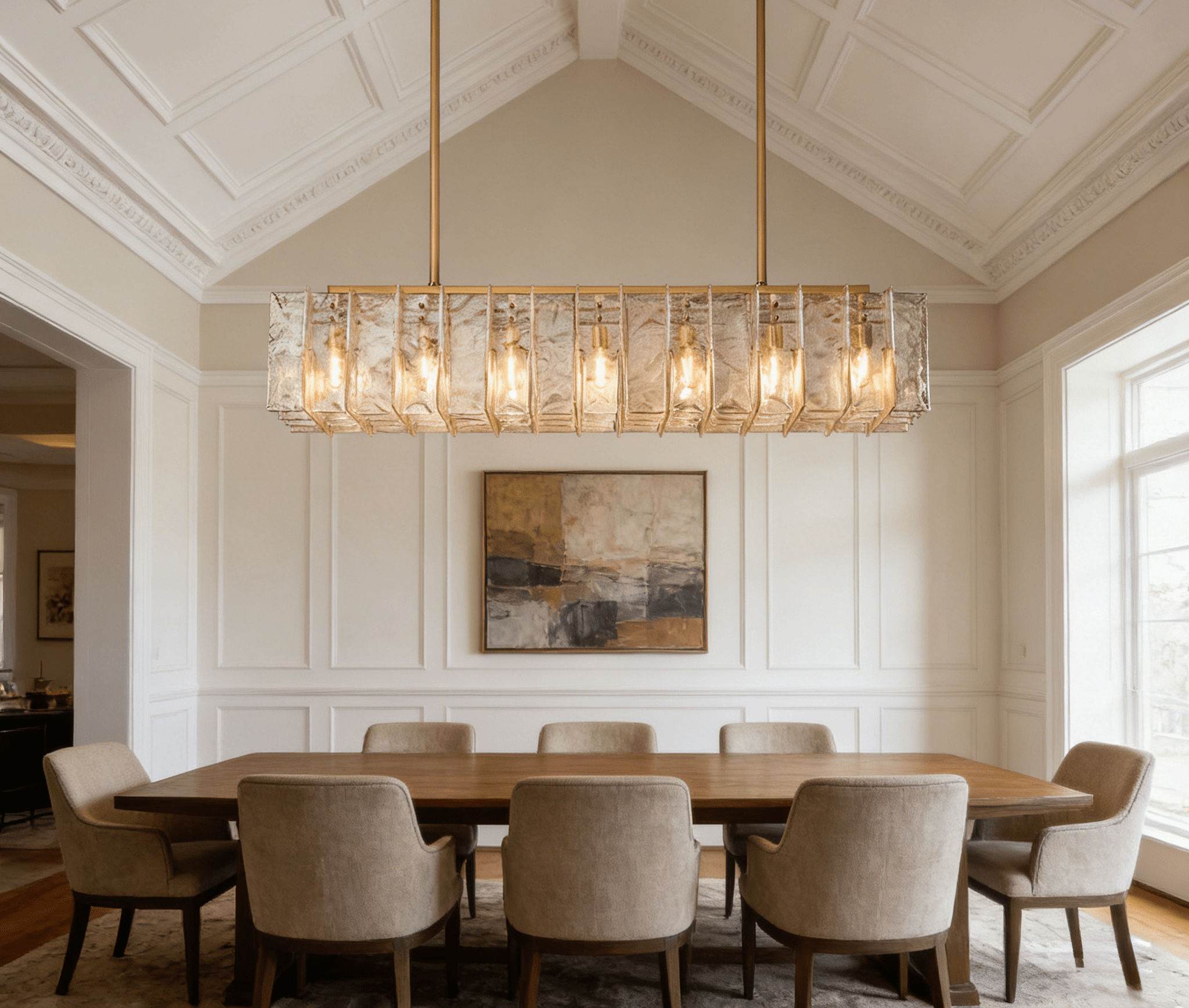 Lattica Smoke Glass Gold Chandelier for Dining Room, Living Room, Kitchen - fovolighting