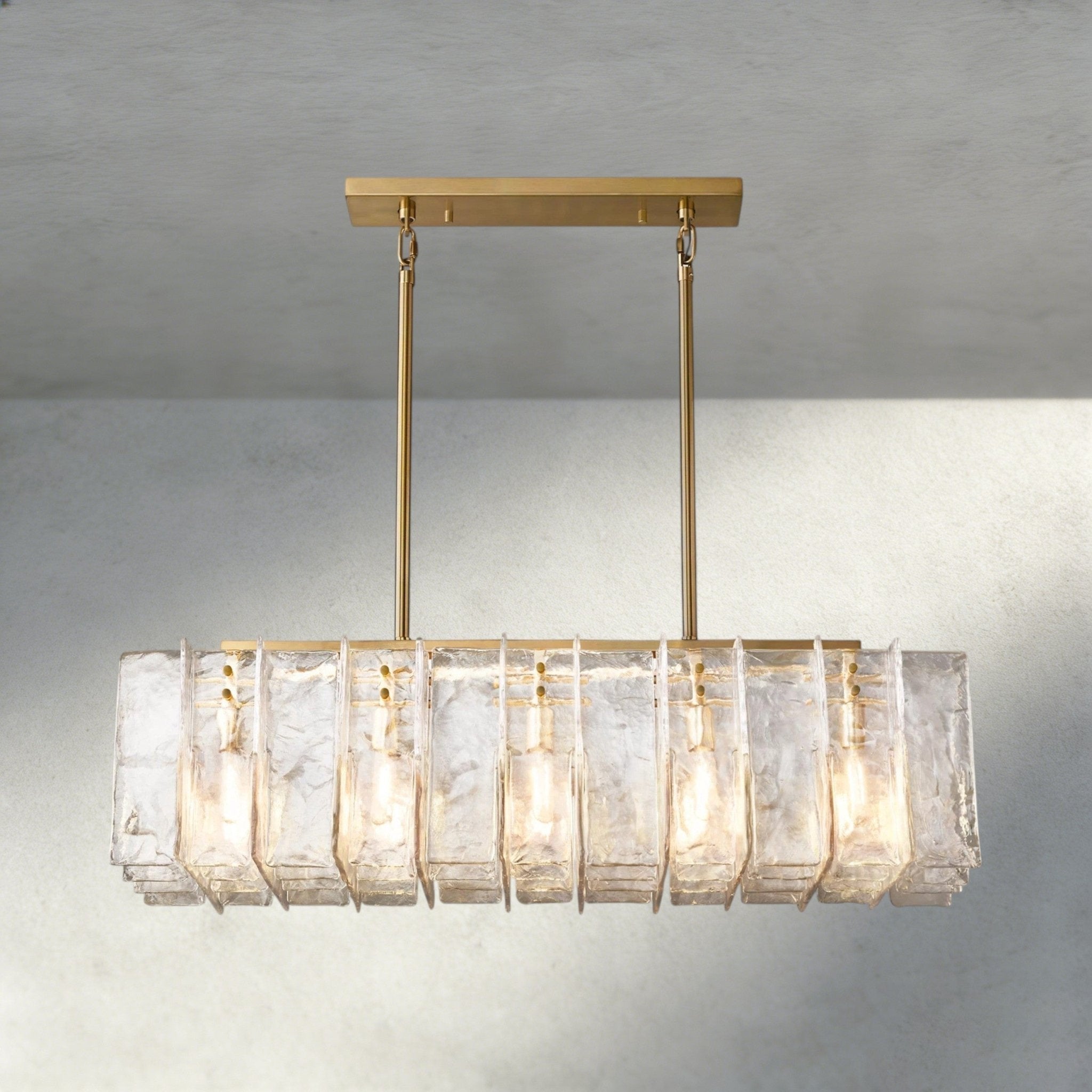 Lattlcy Clear Glass Rectangular Chandelier 49", 67" - fovolighting
