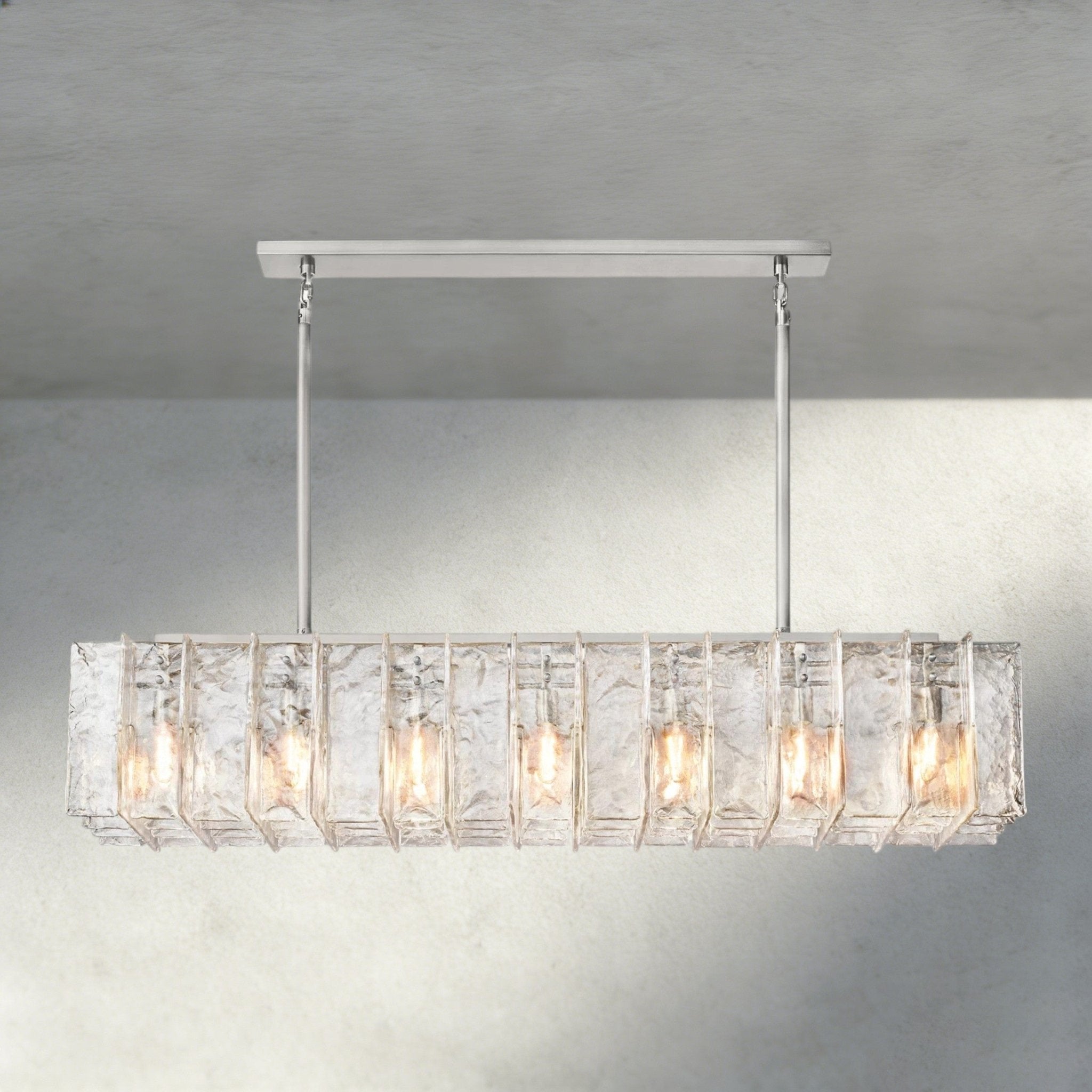 Lattlcy Clear Glass Rectangular Chandelier 49", 67" - fovolighting