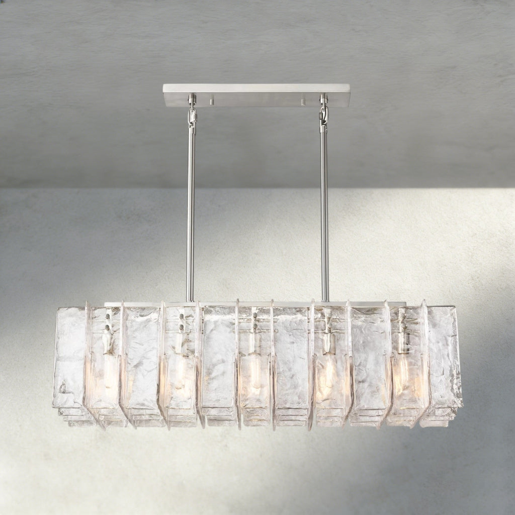 Lattlcy Clear Glass Rectangular Chandelier 49", 67" - fovolighting