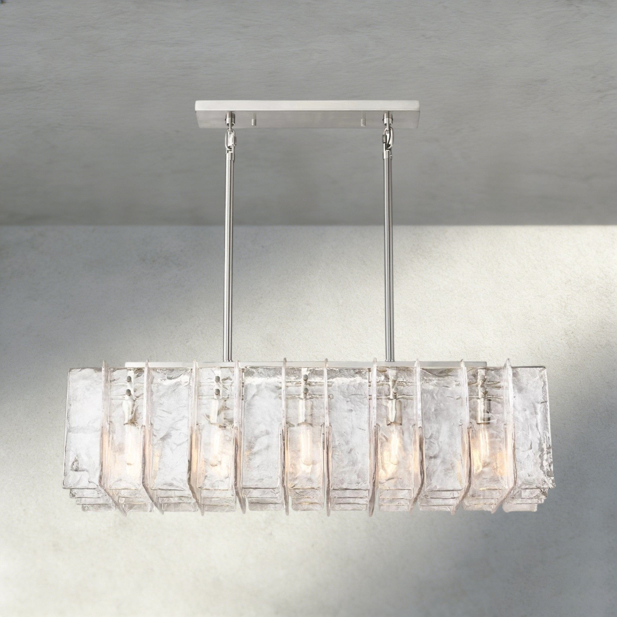 Lattlcy Clear Glass Rectangular Chandelier 49", 67" - fovolighting