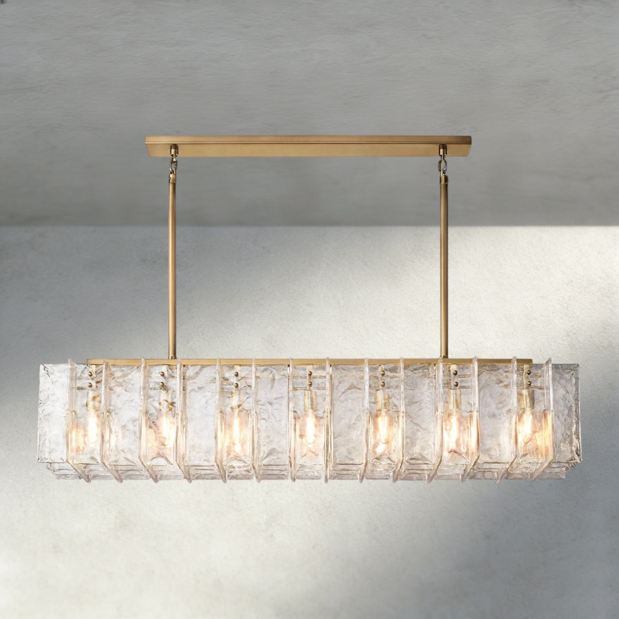 Lattlcy Clear Glass Rectangular Chandelier 49", 67" - fovolighting