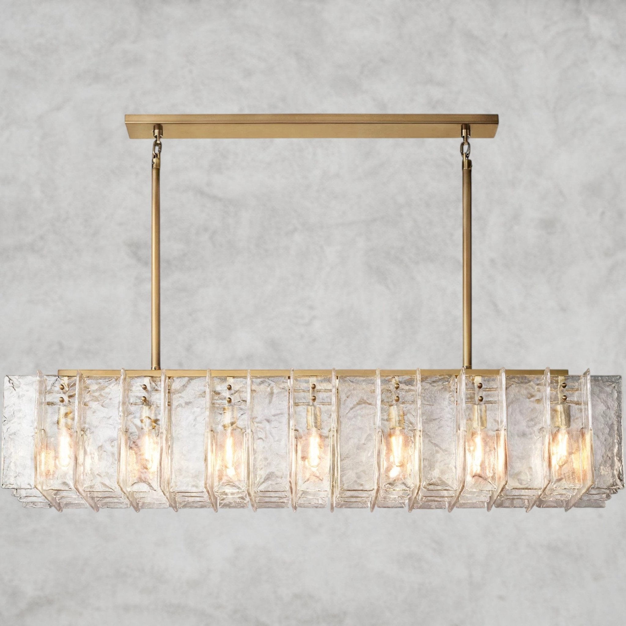 Lattlcy Clear Glass Rectangular Chandelier 49", 67" - fovolighting