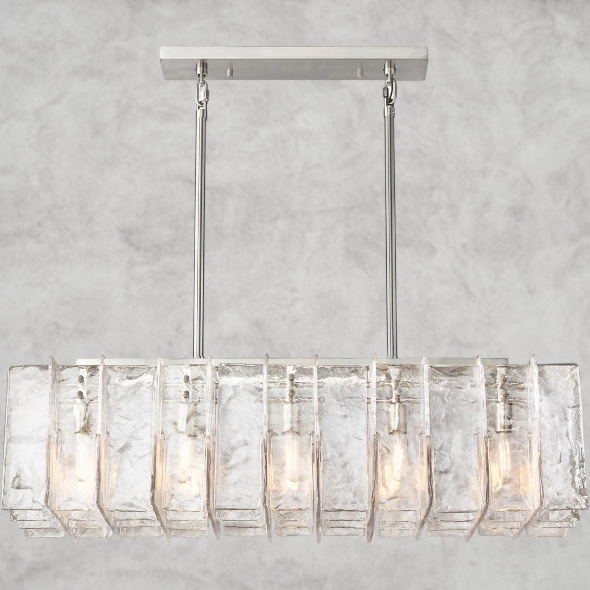 Lattlcy Clear Glass Rectangular Chandelier 49", 67" - fovolighting