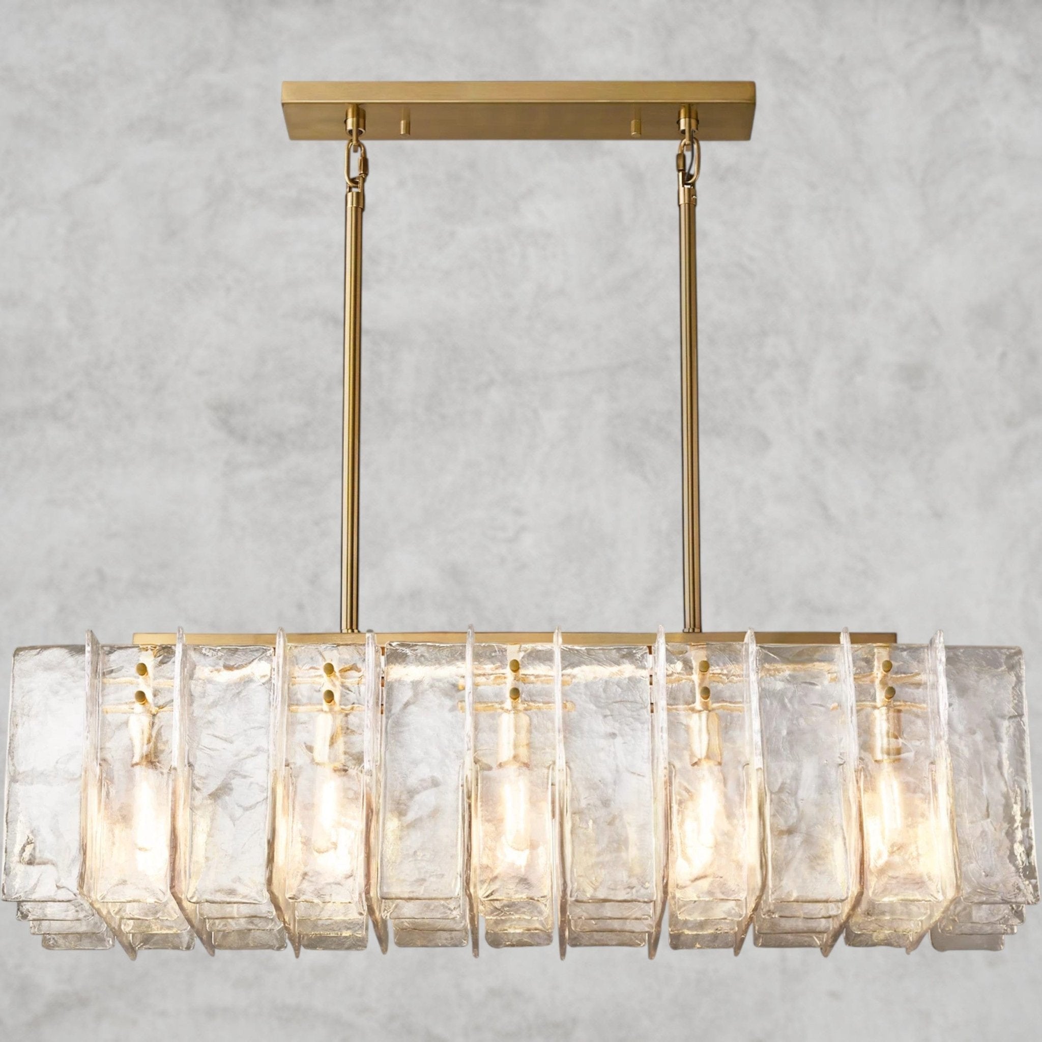 Lattlcy Clear Glass Rectangular Chandelier 49", 67" - fovolighting