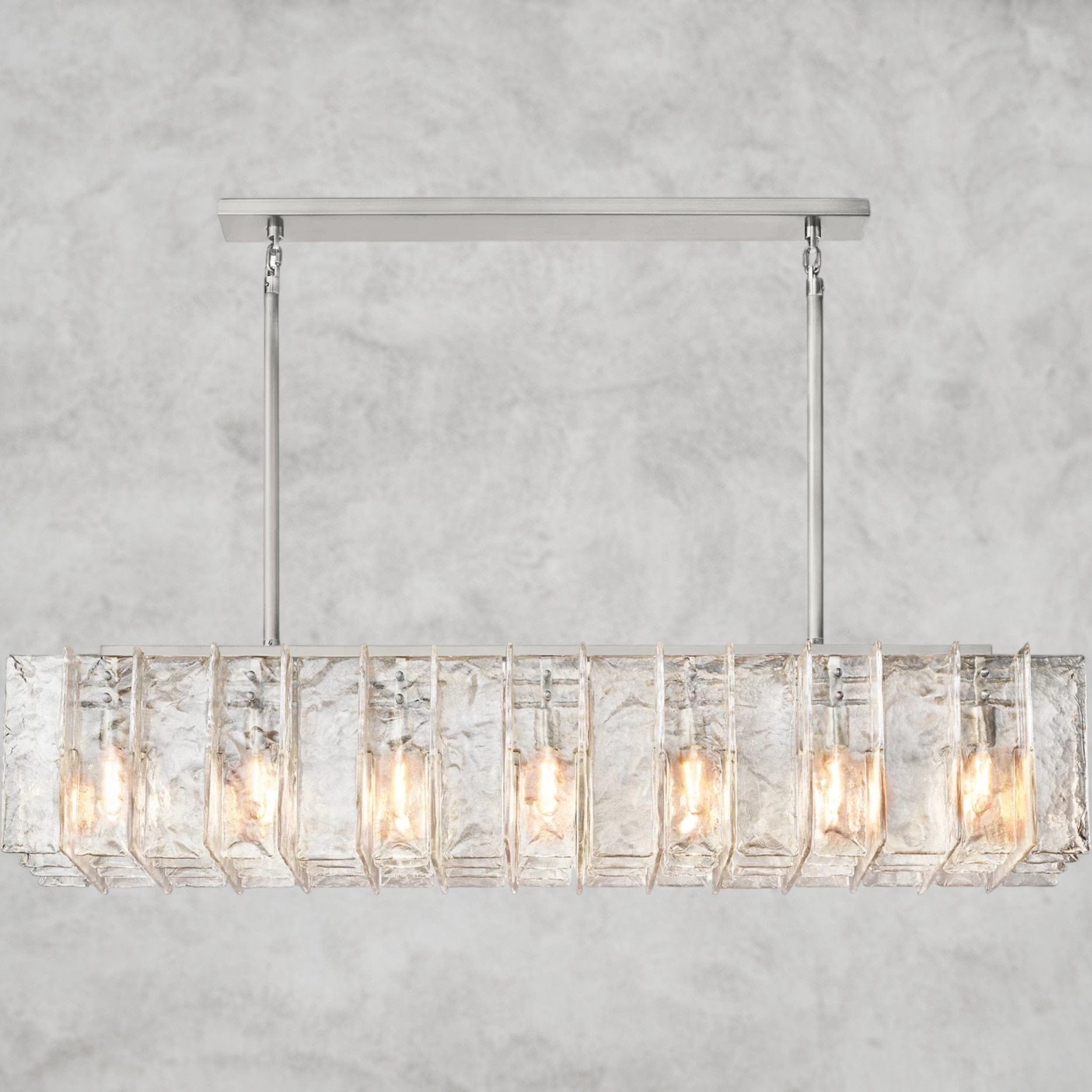 Lattlcy Clear Glass Rectangular Chandelier 49", 67" - fovolighting