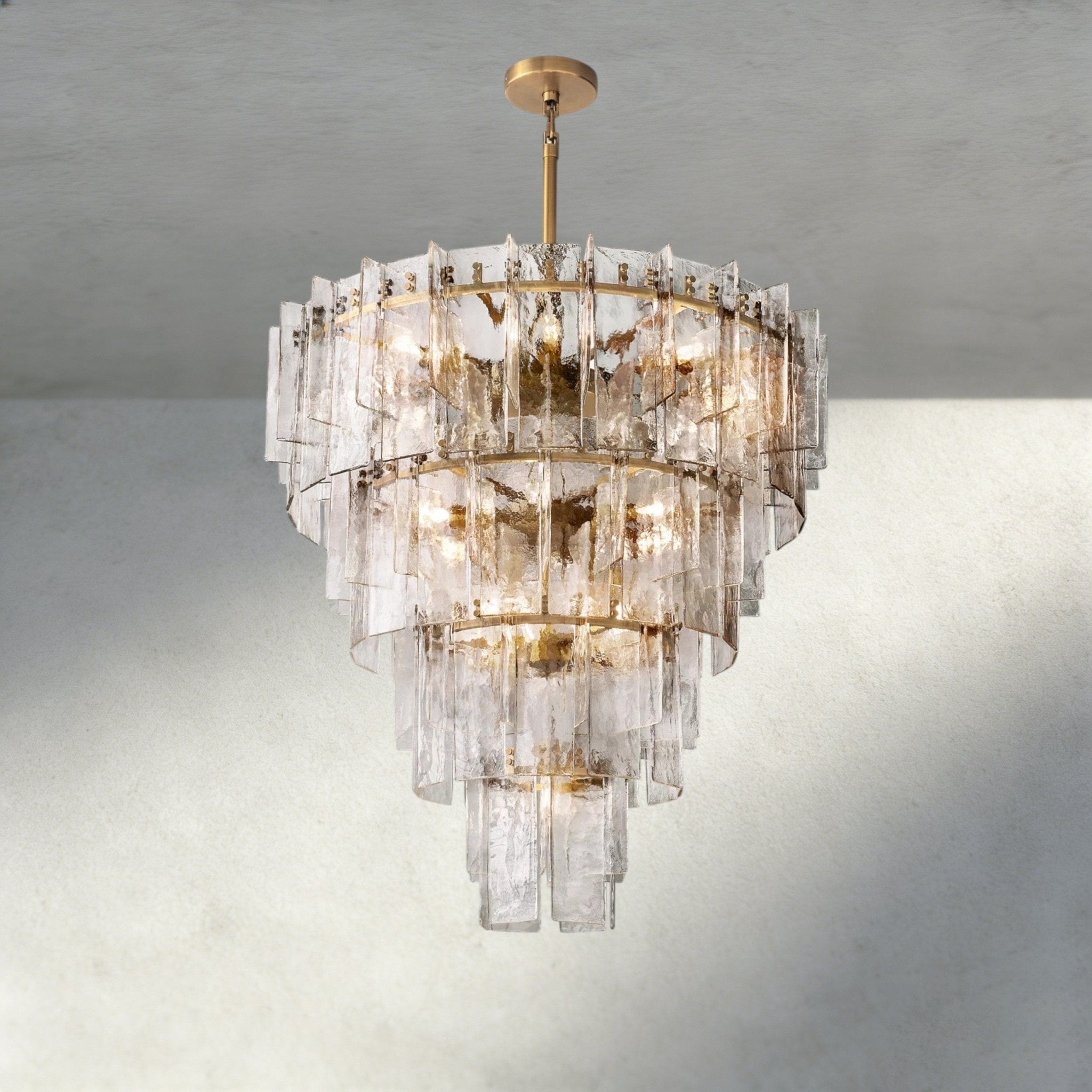 Lattlcy Clear Glass Tiered Round Chandelier 36", 47" - fovolighting