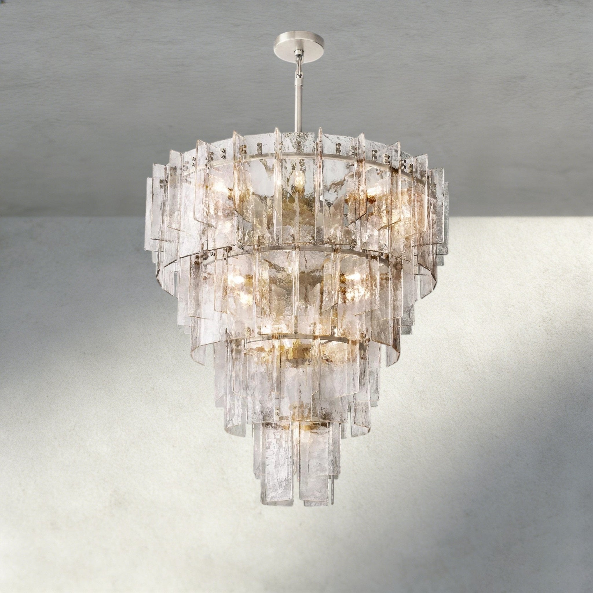 Lattlcy Clear Glass Tiered Round Chandelier 36", 47" - fovolighting