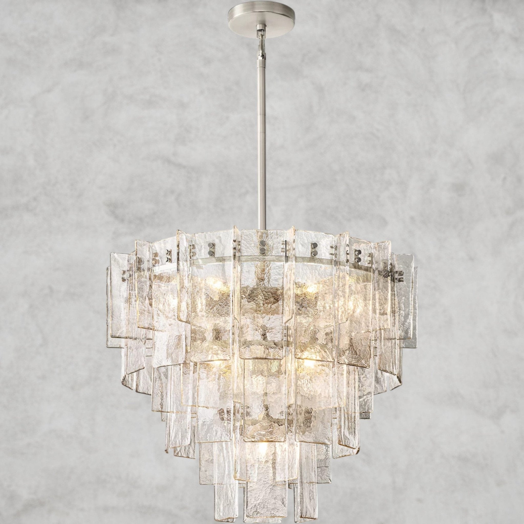 Lattlcy Clear Glass Tiered Round Chandelier 36", 47" - fovolighting
