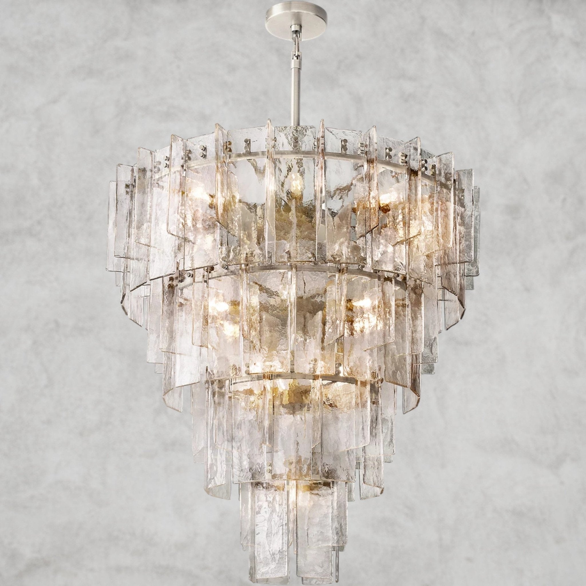 Lattlcy Clear Glass Tiered Round Chandelier 36", 47" - fovolighting