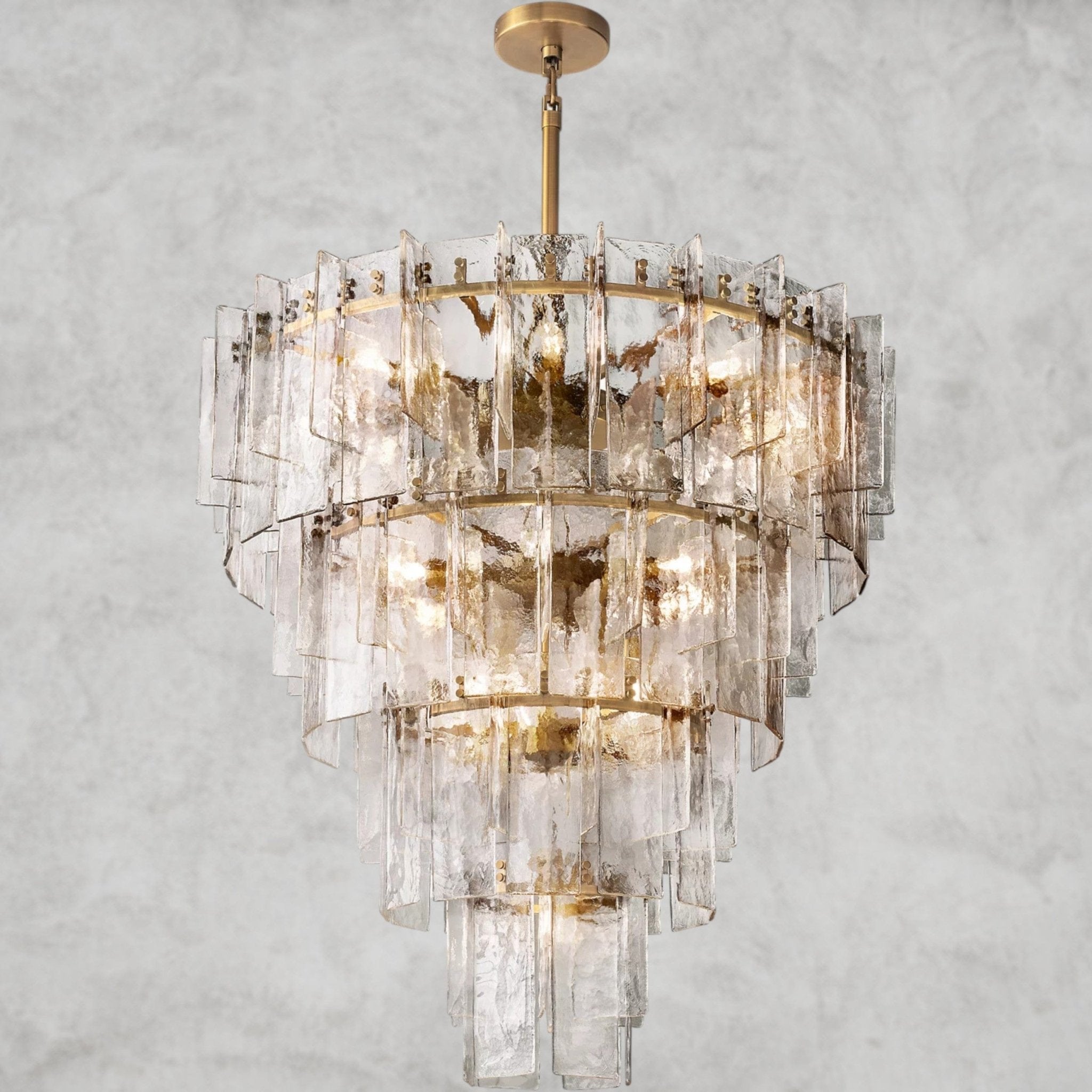 Lattlcy Clear Glass Tiered Round Chandelier 36", 47" - fovolighting