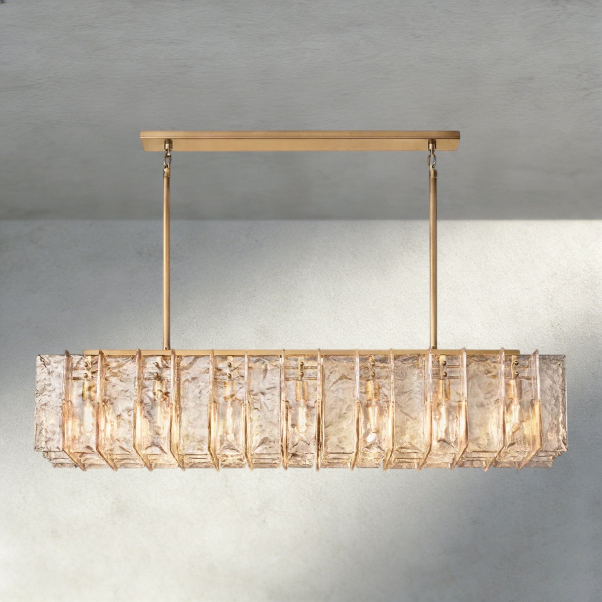 Lattlcy Smoke Glass Linear Chandelier 49", 67" - fovolighting