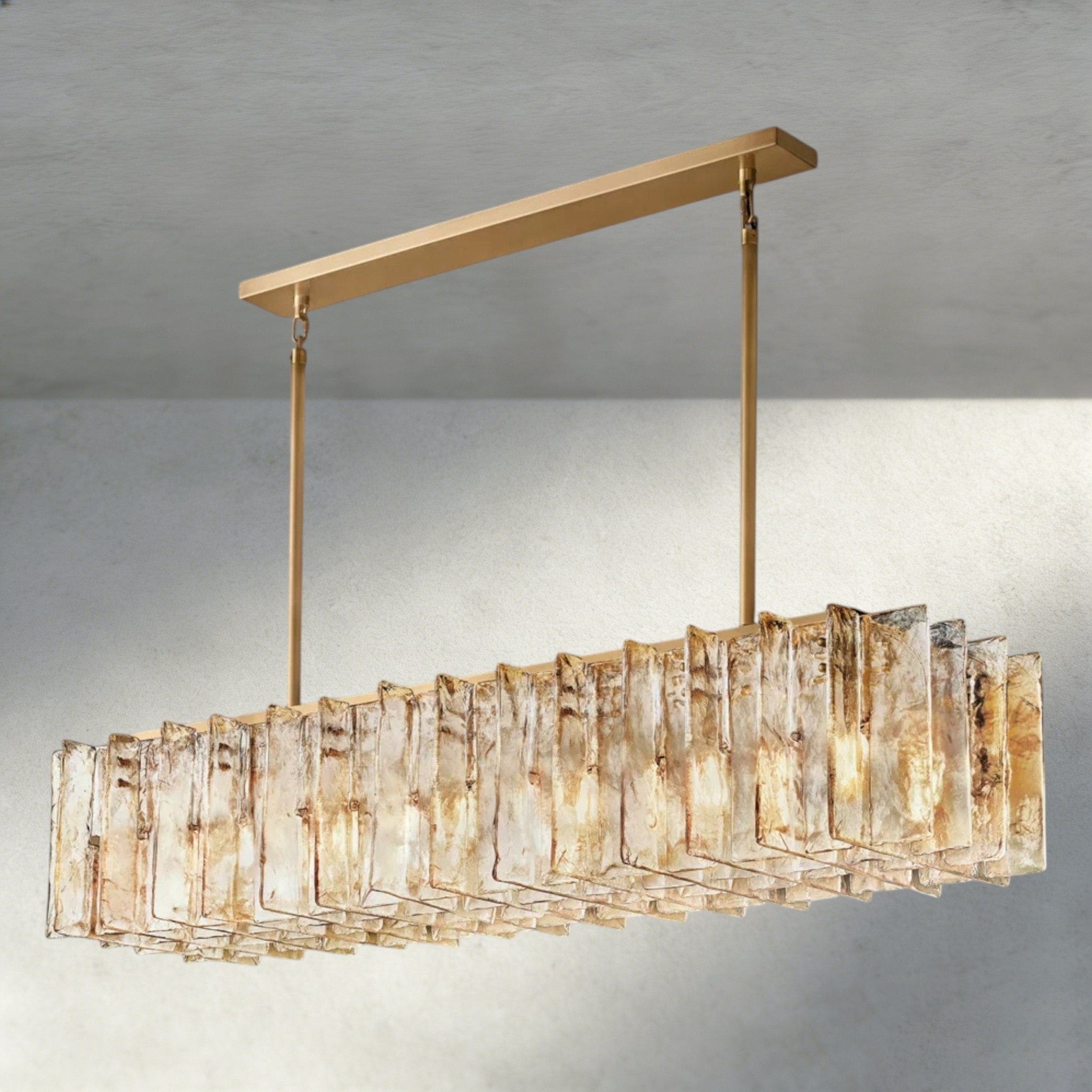 Lattlcy Smoke Glass Linear Chandelier 49", 67" - fovolighting