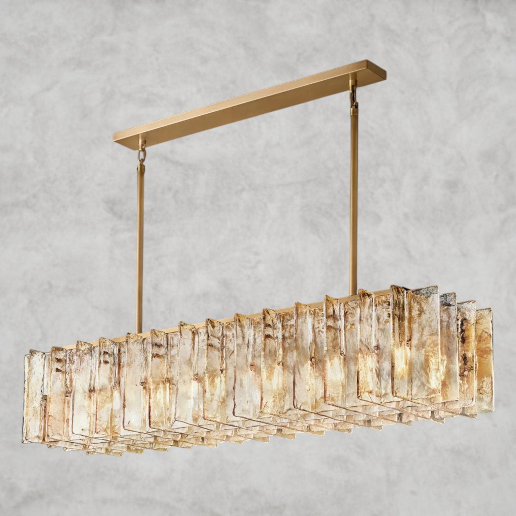 Lattlcy Smoke Glass Linear Chandelier 49", 67" - fovolighting