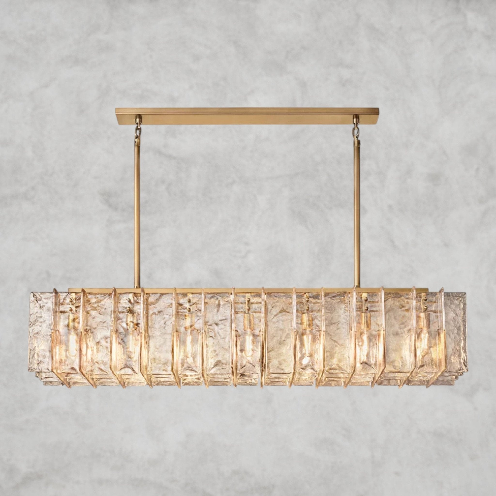 Lattlcy Smoke Glass Linear Chandelier 49", 67" - fovolighting