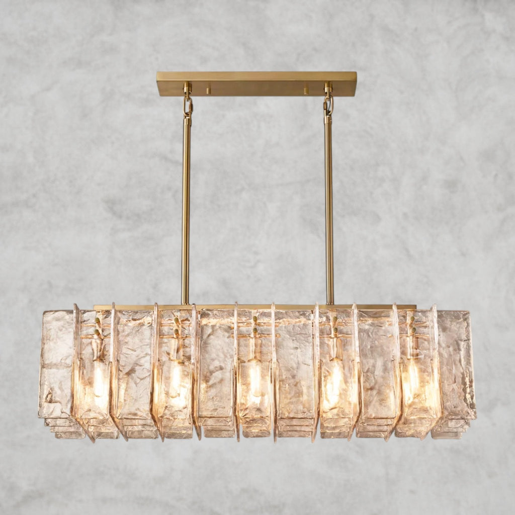 Lattlcy Smoke Glass Linear Chandelier 49", 67" - fovolighting