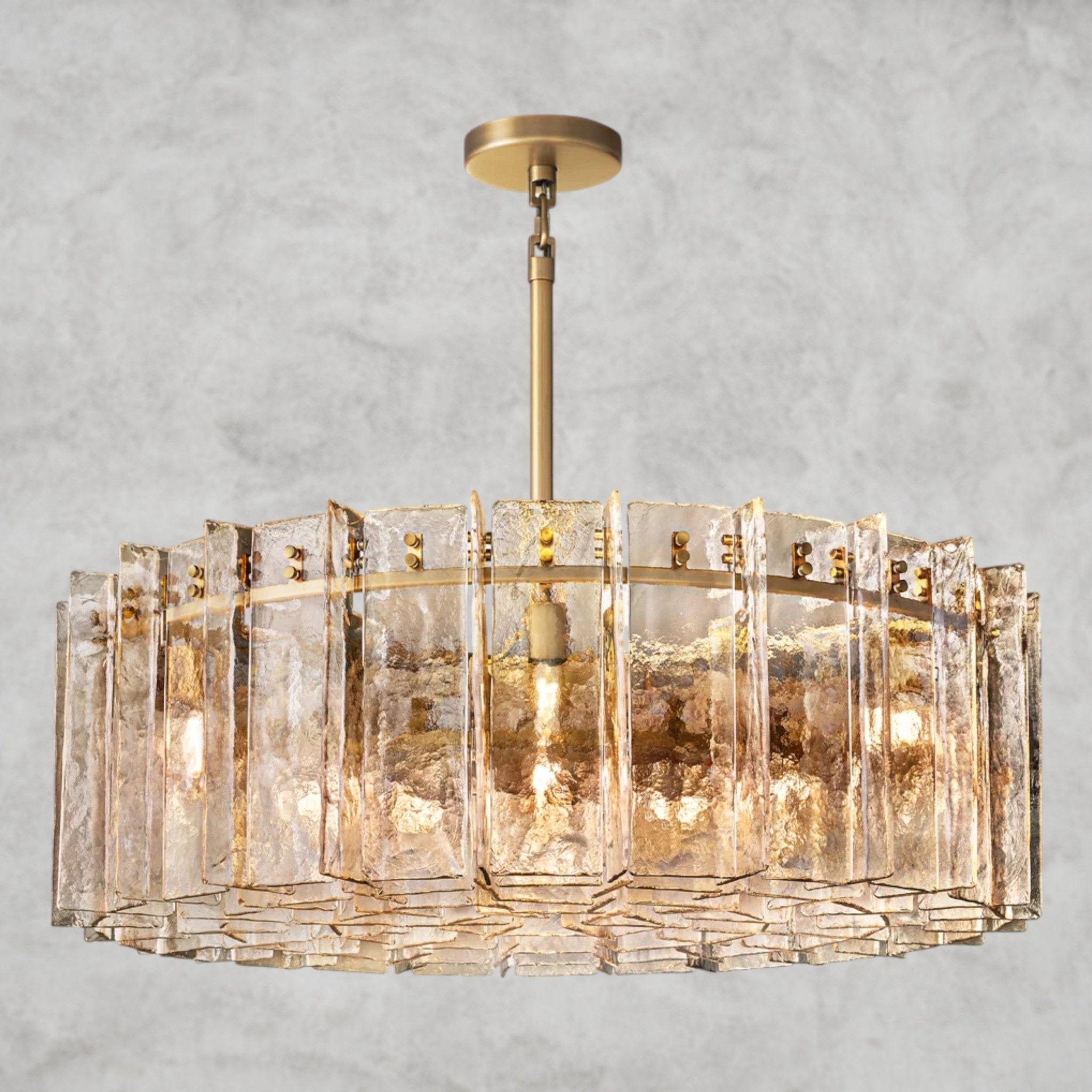 Lattlcy Smoke Glass Round Chandelier 37", 48" - fovolighting