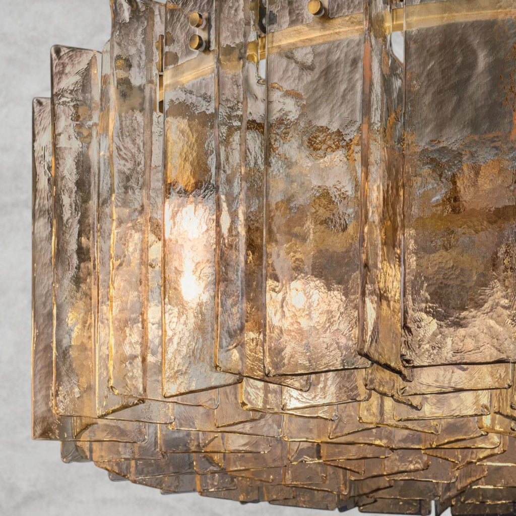 Lattlcy Smoke Glass Round Chandelier 37", 48" - fovolighting