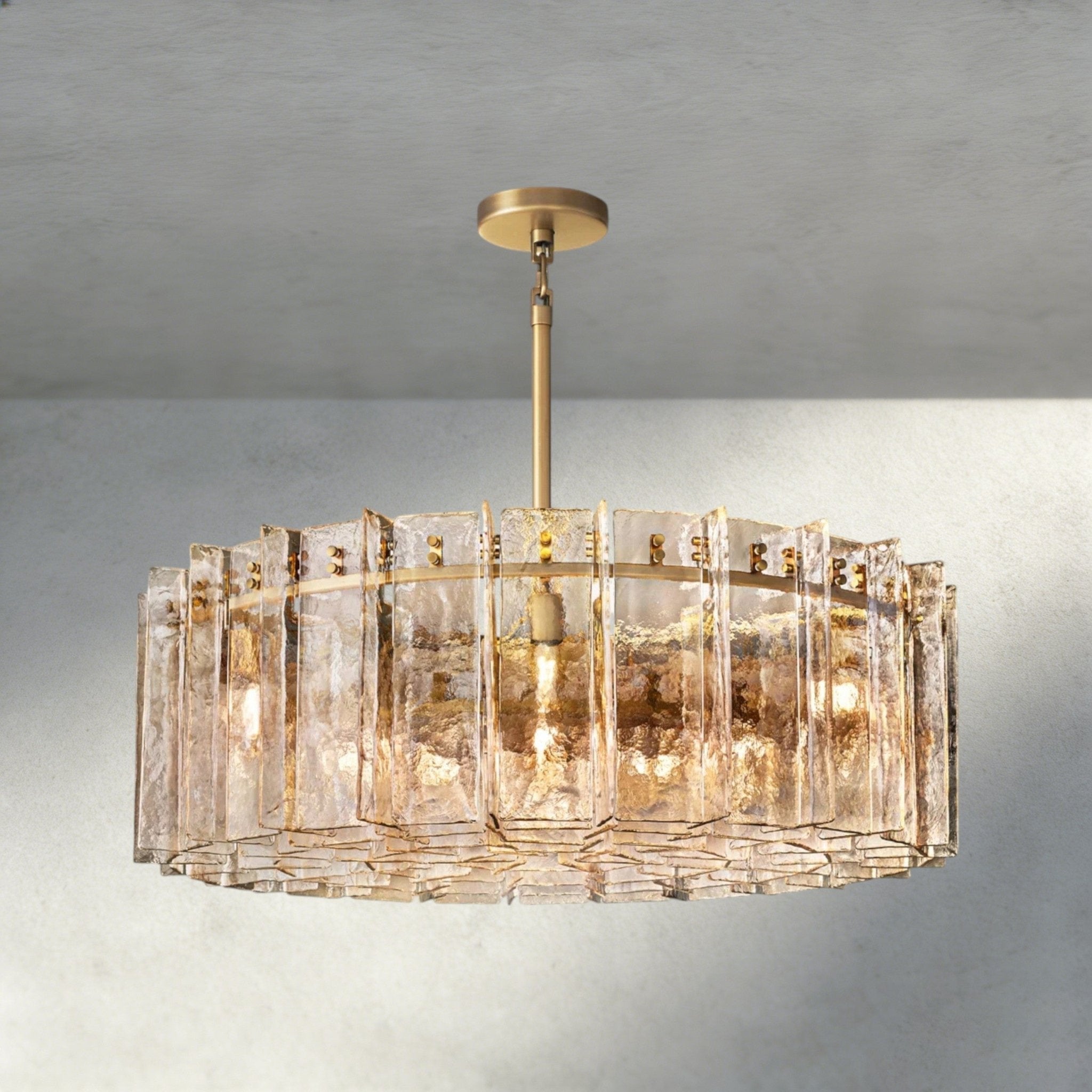 Lattlcy Smoke Glass Round Chandelier 37", 48" - fovolighting
