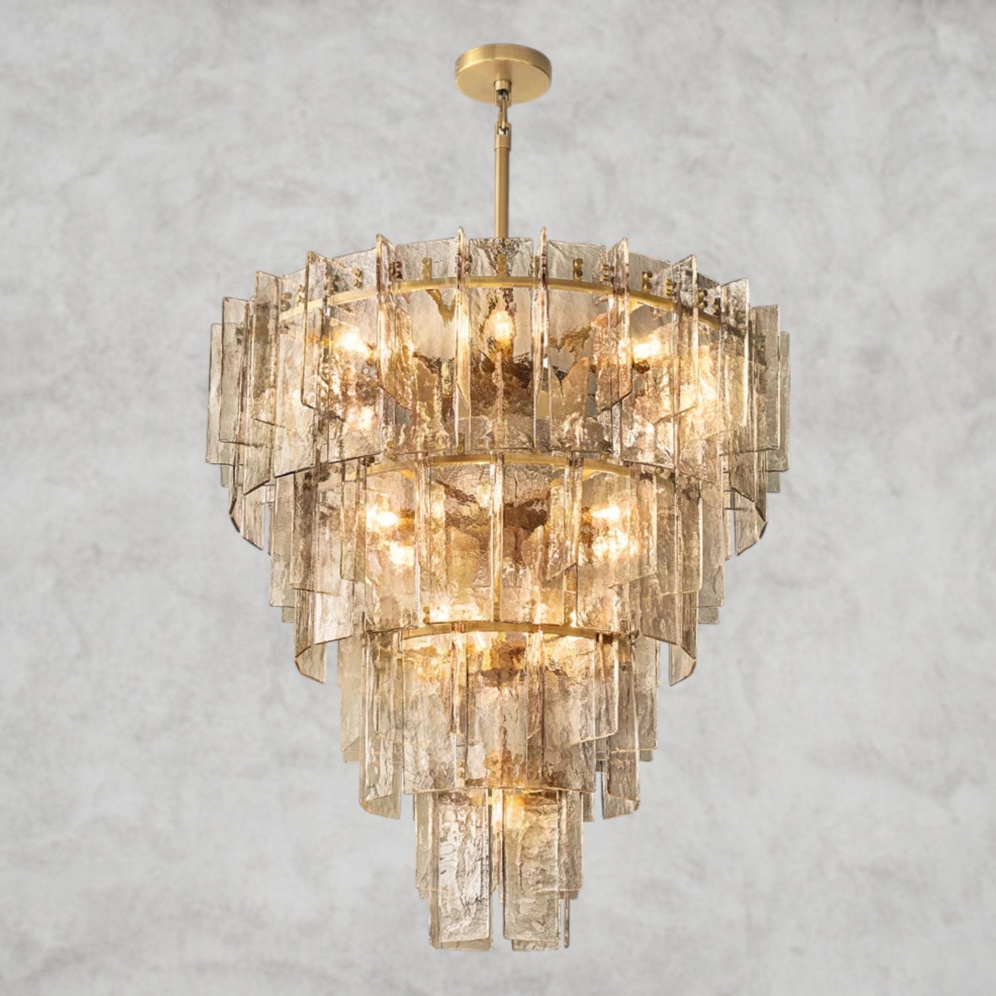 Lattlcy Smoke Glass Tiered Round Chandelier 36", 47" - fovolighting