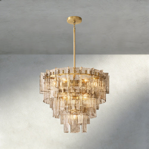 Lattlcy Smoke Glass Tiered Round Chandelier 36", 47" - fovolighting